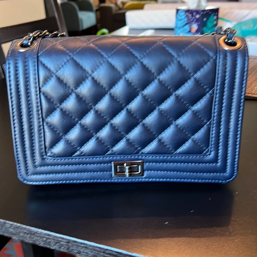 Navy leather purse